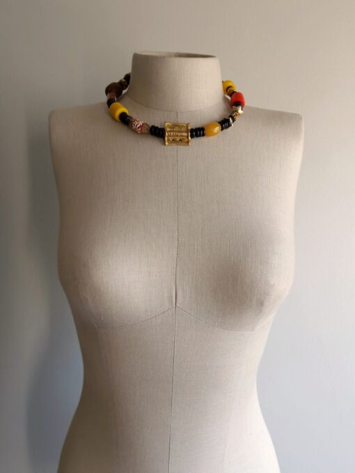 Yellow, Orange, Red & Nickle Free Gold-plated Necklace (Adjustable Length) - Image 4