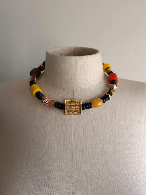 Yellow, Orange, Red & Nickle Free Gold-plated Necklace (Adjustable Length) - Image 5