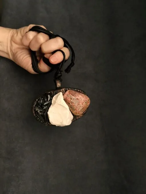 Black Obsidian, Magnesite, White & Red Brecciated Jasper Necklace (Adjustable) - Image 2