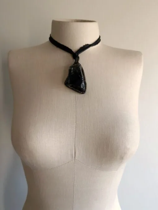 Black Obsidian Stone Necklace (Adjustable) - Image 2