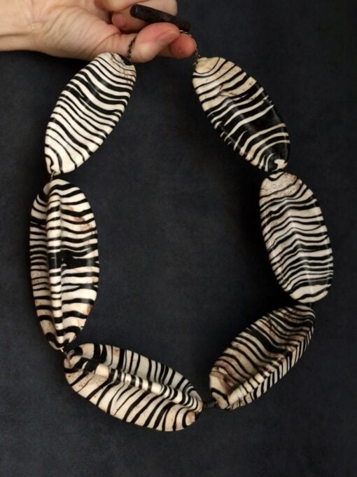 Vegan Ivory & Black Necklace (Adjustable Length) - Image 5