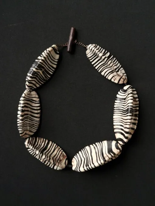 Vegan Ivory & Black Necklace (Adjustable Length)