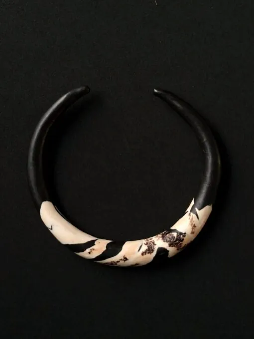 Black & Vegan Ivory Collar Necklace - Size Small
