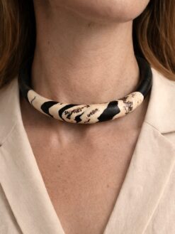 Black & Vegan Ivory Collar Necklace - Size Small