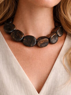 Black with Gold Sheen Pod Necklace (Adjustable Length)