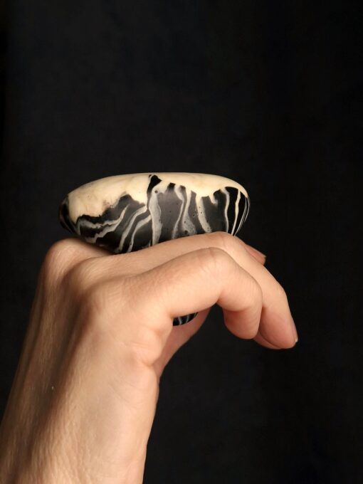 Vegan Ivory & Black Ring - Size 8 - Image 4