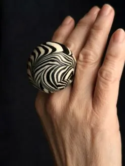 Black & Vegan Ivory Ring - Size 6