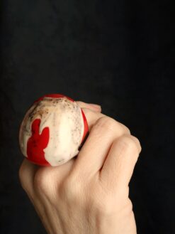 Alternative view of Vegan Ivory & Red Ring - Size 7.5