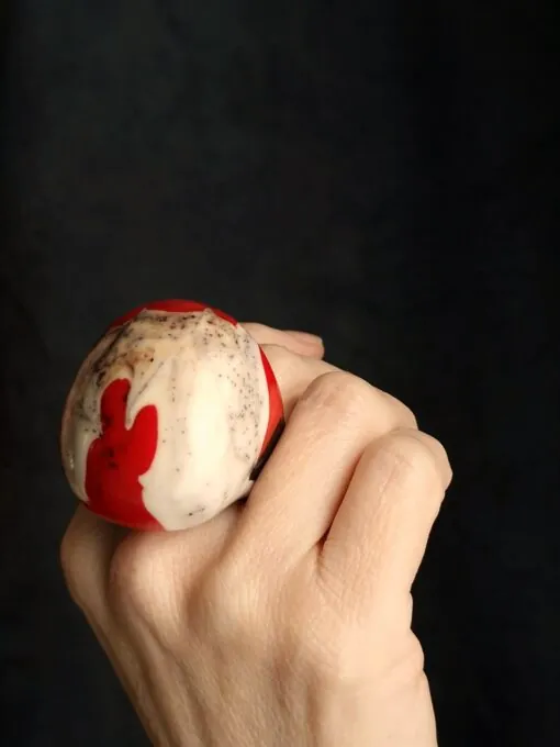 Vegan Ivory & Red Ring - Size 7.5 - Image 2