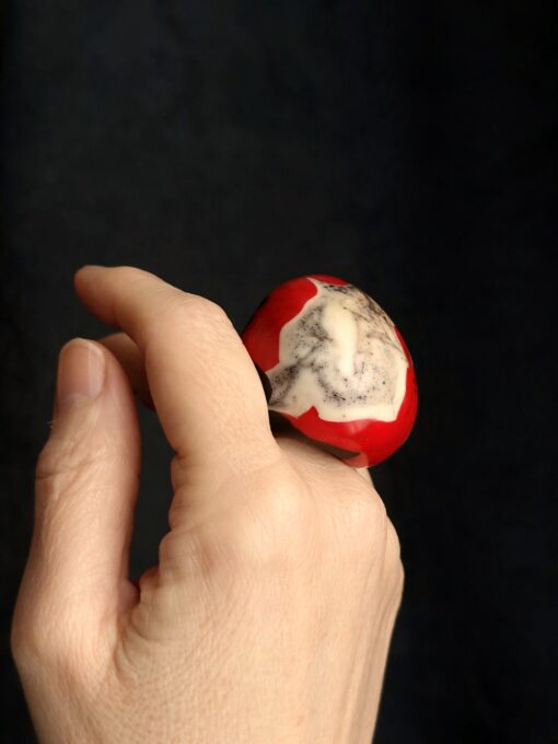 Vegan Ivory & Red Ring - Size 7.5 - Image 3