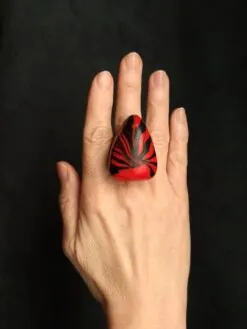 Alternative view of Red & Black Ring - Size 6.5