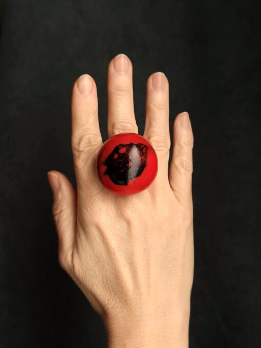 Red & Black Ring - Size 7 - Image 3