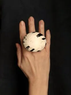 Vegan Ivory & Black Ring - Size 7