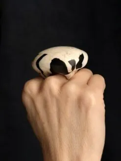 Alternative view of Vegan Ivory & Black Ring - Size 7
