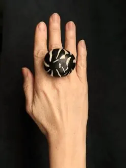 Alternative view of Black & Vegan Ivory Ring - Size 7