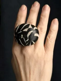 Black & Vegan Ivory Ring - Size 7