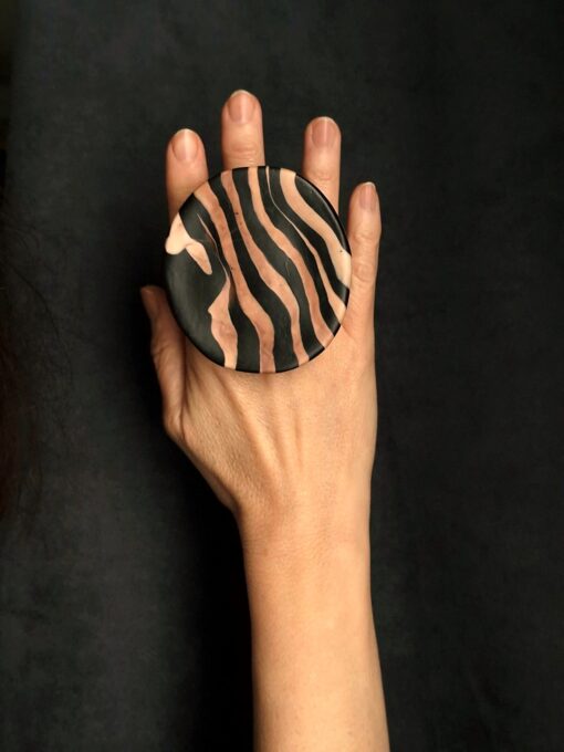 Vegan Ivory & Black Ring - Size 8 - Image 3