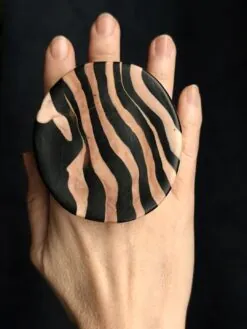 Vegan Ivory & Black Ring - Size 8