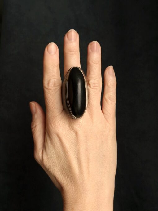Black & Vegan Ivory Ring - Size 7.5 - Image 2