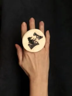 Alternative view of Vegan Ivory & Black Ring - Size 9.5
