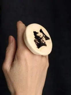 Vegan Ivory & Black Ring - Size 9.5
