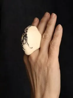 Vegan Ivory & Black Ring - Size 7