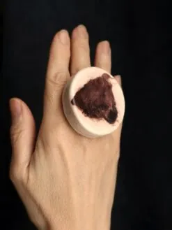 Vegan Ivory & Brown Ring - Size 7