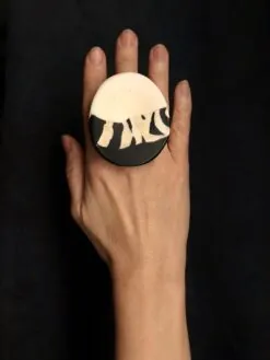 Alternative view of Vegan Ivory & Black Ring - Size 9