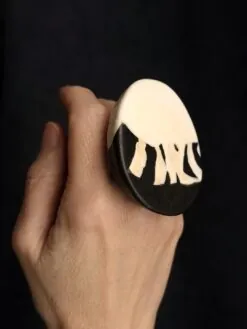 Vegan Ivory & Black Ring - Size 9