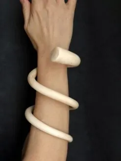 Vegan Ivory Double Wrap Snake Cuff - Size XL