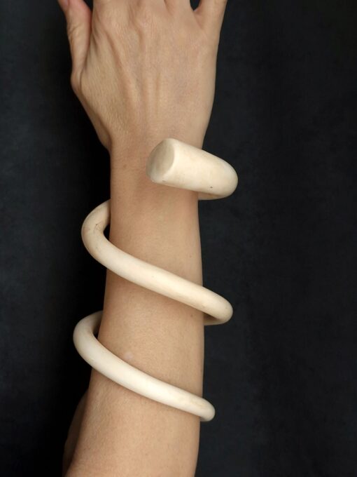 Vegan Ivory Double Wrap Snake Cuff - Size XL