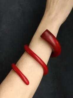 Red Double Wrap Snake Cuff - Size L