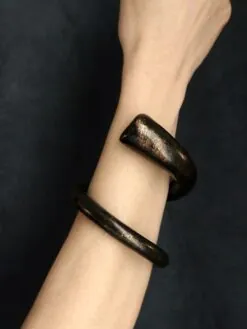 Black with Gold Sheen Snake Cuff - Size M