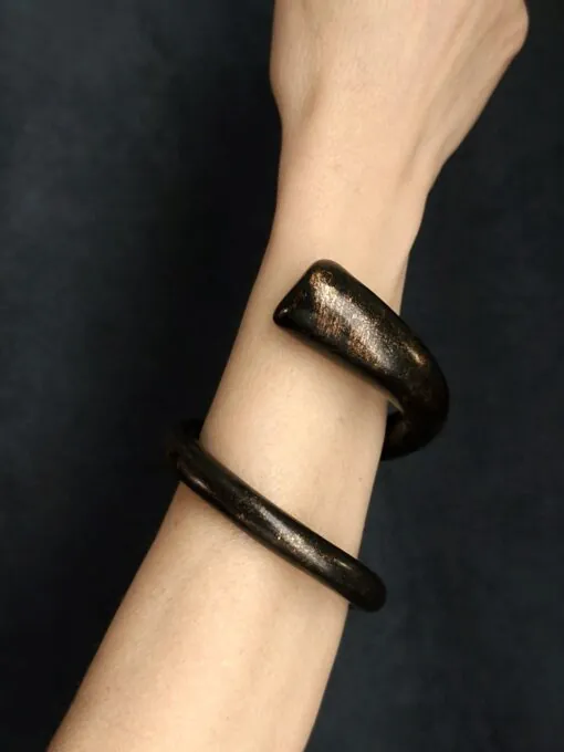 Black with Gold Sheen Snake Cuff - Size M