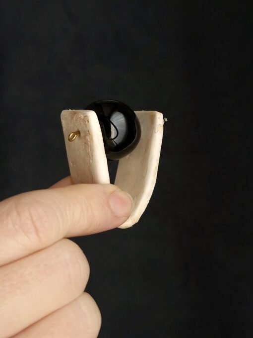 Black Ceramic Bead & White Spin Ring - Size 8.5 - Image 8