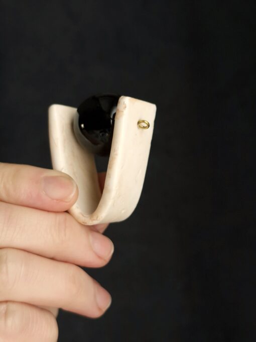 Black Ceramic Bead & White Spin Ring - Size 8.5 - Image 9