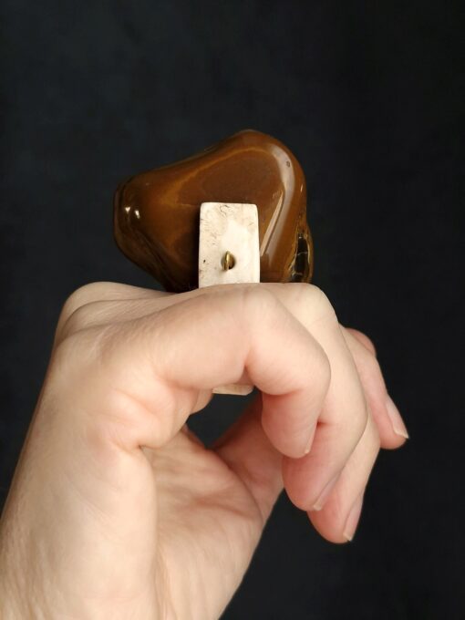 Tiger's Eye & Vegan Ivory Spin Ring - Size 7 - Image 5