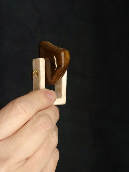Tiger's Eye & Vegan Ivory Spin Ring - Size 7 - Image 6