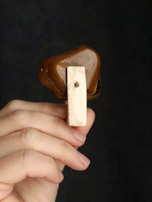 Tiger's Eye & Vegan Ivory Spin Ring - Size 7 - Image 3