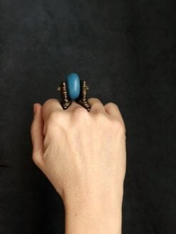Alternative view of Blue & Black Spin Ring - Size 8