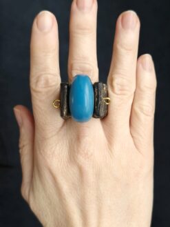 Blue & Black Spin Ring - Size 8