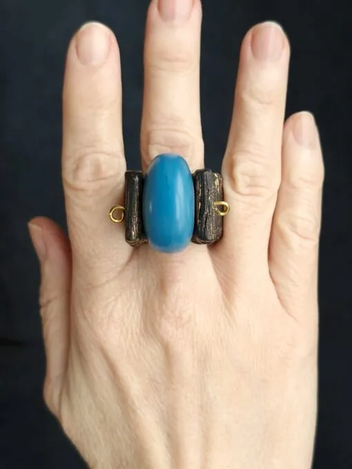 Blue & Black Spin Ring - Size 8