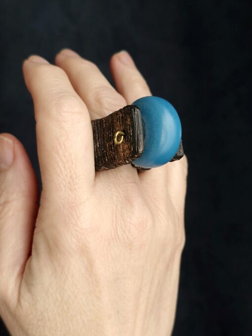 Blue & Black Spin Ring - Size 8 - Image 3