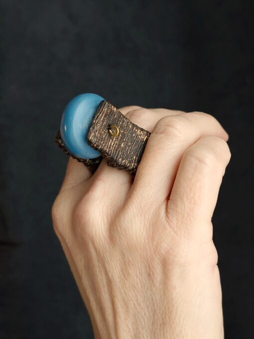 Blue & Black Spin Ring - Size 8 - Image 5
