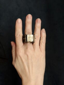 Alternative view of Pyrite & Black Spin Ring - Size 9