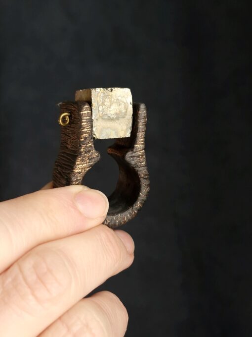 Pyrite & Black Spin Ring - Size 9 - Image 5