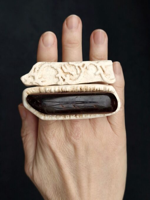 Vegan Ivory Sculptured Ring - Size 8 - Image 5