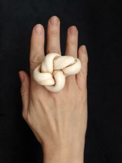 Vegan Ivory Sculptured Ring - Size 8.5