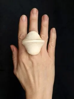 Vegan Ivory Sculptured Ring - Size 7