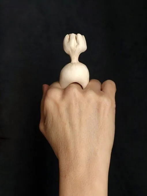 Vegan Ivory Sculptured Ring - Size 9 - Image 2